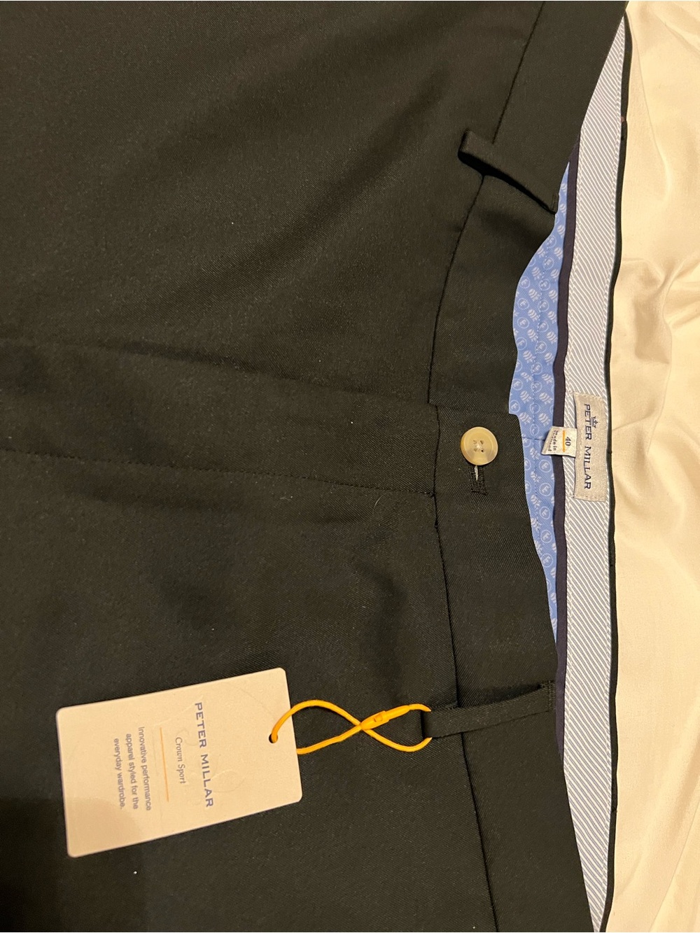Peter Millar Black Dress Trousers with Subtle Blue Lining